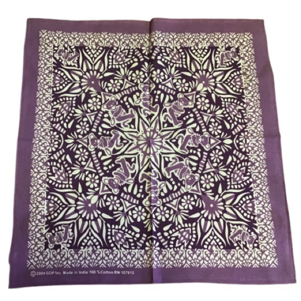 Purple Grateful Dead bears n flowers NWT bandana